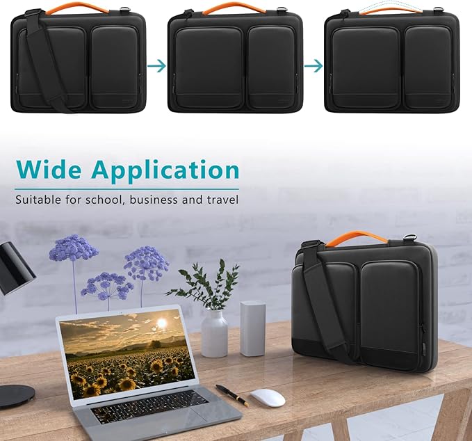 Alfheim Laptop Bag 14-14.2 inch Laptop Cover, 360° Protective Waterproof Shockproof Lightweight MacBook Air 15 Notebook Briefcase, Compatible with ASUS Lenovo Dell Samsung