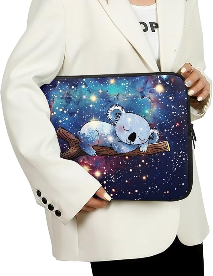 Galaxy Koala Laptop Sleeve Case for Women Kids 17 inch Laptop Protector with Multiple Uses Lightweight Computer Sleeve Tablet Bag Laptop Carrying Case Gifts for Girls