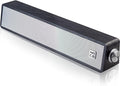 MICA Computer Speakers, Vintage Wired Computer Sound Bar, Retro Wooden Mini Soundbar, USB Powered PC Speakers for Desktop Monitor, Laptop, Tablet, 3.5mm Aux Connection, Angled (Gray)