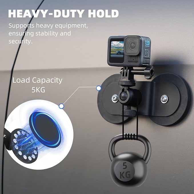 BRDRC Magnetic Car Mount for GoPro, Magnet Outside Camera Phone Holder Clip Stand for GoPro Hero Black Max, for Insta360 X4 X3 Go 3S, for DJI Pocket 3 Action 5 Pro 4 3, for iPhone Samsung Accessories