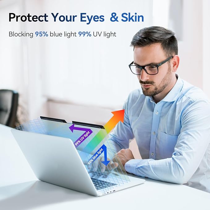Magnetic Anti Blue Light Screen Protector for MacBook Air 13.6/13 Inch (2022-2026, M2, M3, M4, M5), Removable MAC 13.6" Blue Light Filter , Bubble-Free Install , Eye Protection Glare Laptop Screen Protector