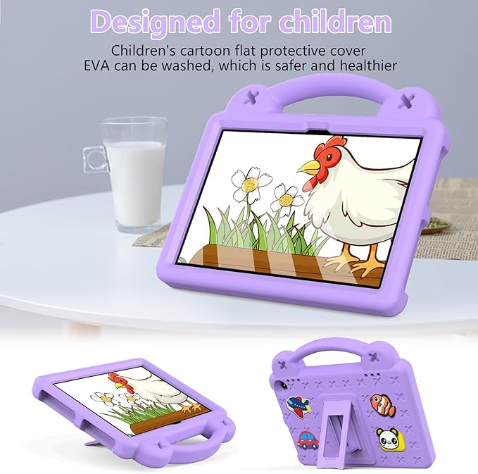 AKABEILA Compatible with Lenovo Tab M10(3rd Gen) 10.1(2022)/Huawei MatePad T 10s 10.1/MatePad T 10 9.7/MatePad SE 10.1(2022)/Honor Pad X8/Pad X8 Lite Tablet Case, Strap for Girl Kid Gift -Light Purple