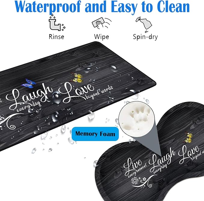 3 Piece Mouse Pad Set with Stitched Edge Large Anti-Slip Mouse Pad Desk Pad Keyboard Pad + Wrist Rest Pad + Coaster, Memory Foam Wrist Rest for Office/Home - Live Laugh Love