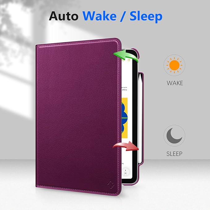 Fintie Rotating Case for iPad Pro 11-inch (4th / 3rd Generation) 2022/2021-360 Degree Swiveling Stand Cover w/Pencil Holder, Auto Sleep/Wake, Also Fit iPad Pro 11" 2nd/1st Gen, Purple
