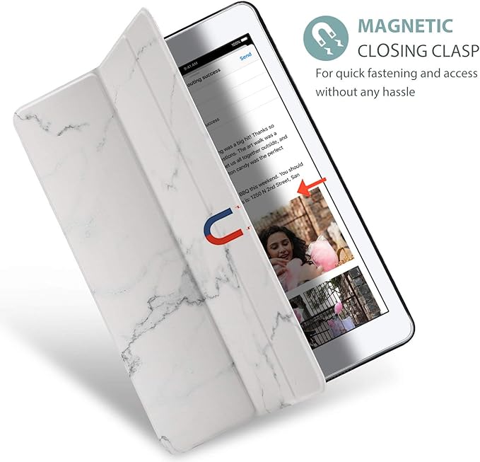 ProCase Smart Case for iPad 9.7 Inch iPad 6th/5th Generation 2018 2017(Model: A1893 A1954 A1822 A1823), Ultra Slim Lightweight Stand Cover with Translucent Frosted Back-Whitemarble