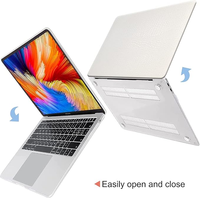 DTangLsm for Crocodile MacBook Pro 14 inch Case M5 2026-2021 M4 M3 M2 M1 A3426 A3427 A3434 A3112 A3185 A3401 A2918 A2992 A2779 A2442, Alligator Skin Textured Leather Hard Case+Keyboard Cover, White