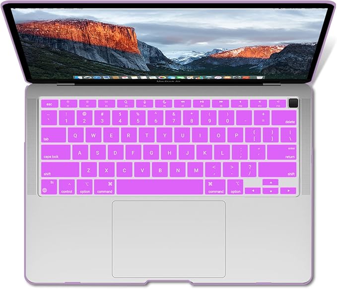 IBENZER Compatible with New MacBook Air 13 inch Case 2022 2021 2020 M1 A2337 A2179 A1932, Plastic Hard Shell Case with Keyboard Cover for Mac Retina Display with Touch ID, Purple, MMA-T13PU+1