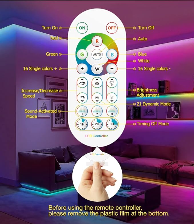 Daymeet TV Led Backlight,13.1ft LED Lights for TV, Led TV Lights for 40-65 inch TV/Monitor, ICRGB USB Led Strip Lights for TV, LED Strip Lights Sync with Music, Bluetooth APP Control with Remote