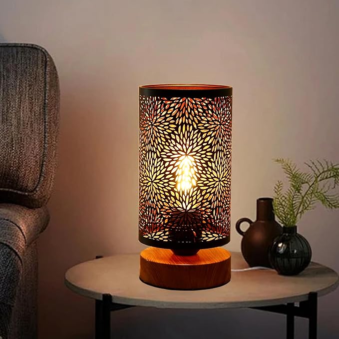 Small Industrial Table Lamps Dimmable, Bedside Lamps for Nightstand,End Table Side Desk lamp with Rustic Black Metal Cage Lampshade for Bedroom, Kids Room Living Room 2700K LED Bulb Included