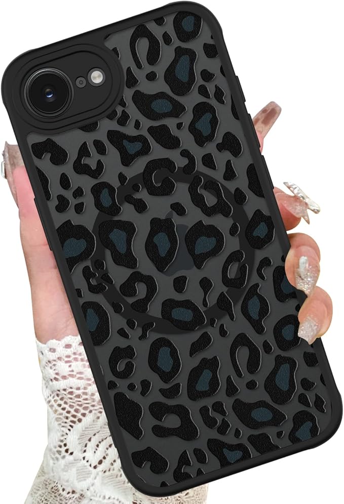 KANGHAR Case for iPhone 16e/17e Phone Case [Compatible with Magsafe] Leopard Printed Pattern Cute Cheetah Protective Magnetic Case for Girls Women Men 6.1"