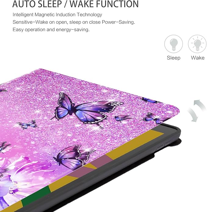Case for iPad 9th Generation, iPad 8th Generation Case, iPad 7th Generation case, iPad Cases 9th Generation 10.2 inch Multi-Angle View Adjustable Stand Shockproof Auto Wake Sleep, Flower Butterfly