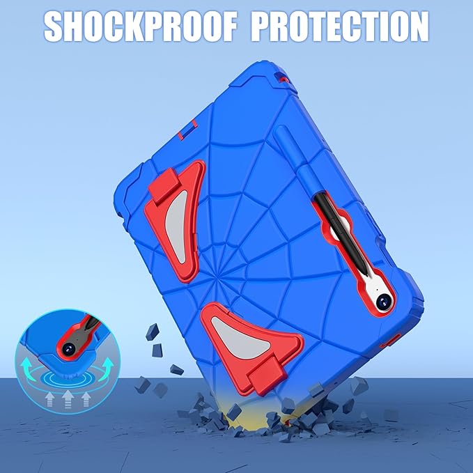 AKABEILA Compatible with Samsung Galaxy Tab S10 FE 2025/Tab S10 Lite 2025 Tablet Case，Lightweight Shockproof Rugged Protective Cover with Kickstand for Kids Children Boys Babies Blue Red