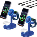 Hevanto 2026 3 in 1 Wireless Charging Station for Apple MagSafe Charger, 15W Fast Magnetic Mag-Safe Charger Stand for iPhone 17 16 15 14 13 12 iWatch AirPods 2 Pack (Adaptor Not Included)