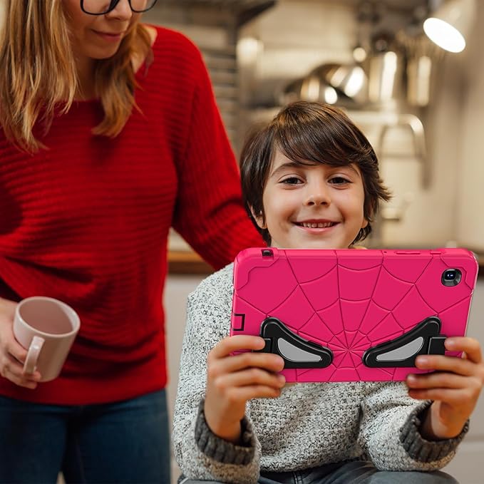 AKABEILA Compatible with Samsung Galaxy Tab A7 Lite 8.7 inch T225/T220(2021) Tablet Case，Lightweight Shockproof Rugged Protective Cover with Kickstand for Kids Children Boys Babies Strawberry Black