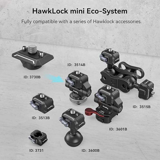 SmallRig Quick Release Plate with 1/4" Screw, HawkLock Quick Release Top Plate for Stabilizer, Action Camera, Monitor, LED Light, QR Top Plate for SmallRig HawkLock Quick Release System - 3730C
