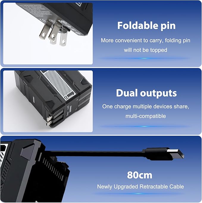 2 in 1 GaN Charger 120w, New Scalable Retractable 120w Fast Charger Module, All in 1 Foldable Charging Adapter Wall Plug for Phone, Tablet, Laptops (Green)