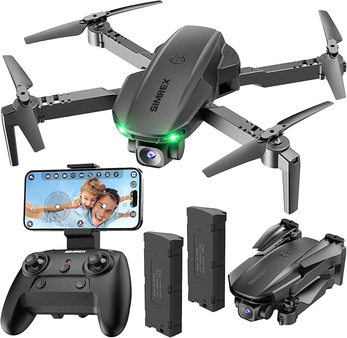 SIMREX Drone With Camera for Kids Beginner & Adults – Foldable RC Quadcopter with Altitude Hold, Optical Flow Positioning , Indoor Mini Drone with One Key Start, Headless Mode, 3D Flip, Gift for Boys & Girls & Teenagers