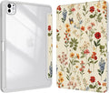 Case for iPad Pro 11-Inch M5/M4 2025/2024 (6th/5th Generation), Case with Pencil Holder, Clear Back Cover Cute Cool Design for Women Girls, Auto Sleep/Wake, Wildflower B
