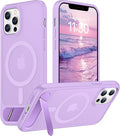 Magnetic Compatible with iPhone 12 Case & iPhone 12 Pro Case, [Built-in Invisible Kickstand][Compatible with MagSafe][Military Grade Shockproof] Slim Translucent Matte Phone Case 6.1"