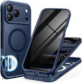 BERFY for iPhone 17 Pro Max Case, Compatible with MagSafe, Built-in Privacy Screen Protector, Camera Protection, Shockproof Full Body Phone Case 6.9", Translucent Blue