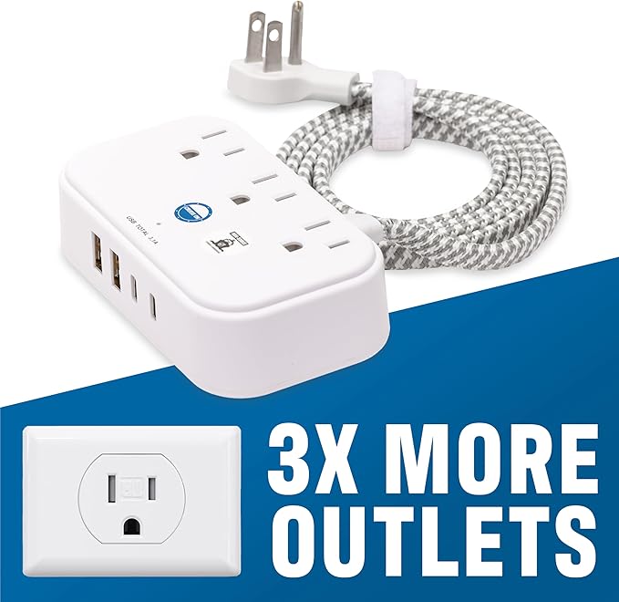 Cruise Approved Power Strip Non Surge Protector with 3.3 ft Travel Extension Cord and USB Ports [2 USB, 2 USB-C, 3 AC] Cruise Ship Essentials for Carnival, Princess, & Major Cruise Lines 2026 & 2027