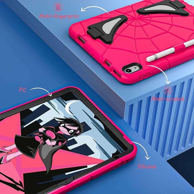 AKABEILA Compatible with Apple iPad (2026) 12th A19/iPad (2022) 10th/iPad (2025) 11th A16 Tablet Case，Lightweight Protective Cover with Kickstand for Kids Children Boys Babies Strawberry Black