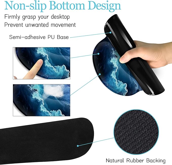 LIMKRIAN Galaxy Mouse Pad Set Large Desk Matt for Desktop, Ergonomic Mouse Pad with Wrist Rest, Gaming Mousepad Wrist Support Keyboard Mat Cup Coaster Set Cute Office Desk Decor Accessories