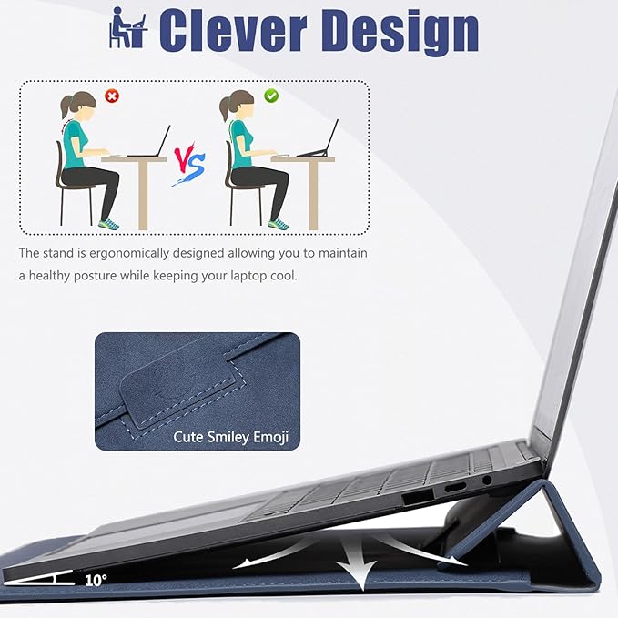 HYZUO 15-16 Inch Laptop Case Bag Sleeve with Stand Feature for MacBook Pro 16 M5/M4/M3/M2/M1 Pro/Max 2026-2019, XPS 15, MacBook Pro 15 2015-2012, Samsung Galaxy Book Flex 15, Navy Blue
