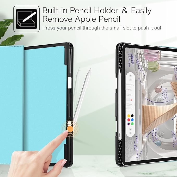 Fintie Folio Case for iPad Pro 12.9" 6th Generation 2022, Multi-Angle Smart Stand Cover w/Pencil Holder & Pocket, Also Fit iPad Pro 12.9 2021 5th & 2020 4th & 2018 3rd Gen, Shades of Blue