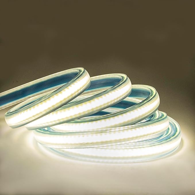 110V 120V AC LED Strip Lights Waterproof IP67, Bright COB LED Tape Light for Indoor Outdoor Use, 3 Meters Flexible White Lighting 4000K 9.84 FT (White, 9.84ft)
