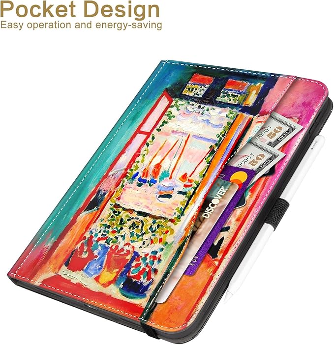 Vimorco Case for iPad (A16) 11th Generation 2025, for iPad 11th/10th Generation Case, Pencil Holder & Hand Strap & Pocket, Multiple Stand Protector PU Leather Shell Cover, Auto Wake/Sleep, Window