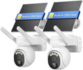 4G LTE Cellular Security Camera Outdoor, Off Grid Security Camera No WiFi Solar Powered, 360° PTZ Solar Camera Outdoor Wireless, 2K HD, PIR Motion Sensor, Free Cloud Storage (Need to Apply), 2 Packs
