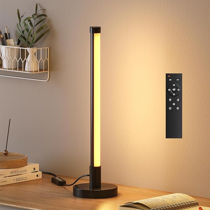 Table Lamp with Remote，Dimmable Small Lamp Desk Lamp with Multiple Color Temperatures，Nightstand Lamp,Table Lamp for Bedroom,Living Room,Office,Reading,Desk(Black)