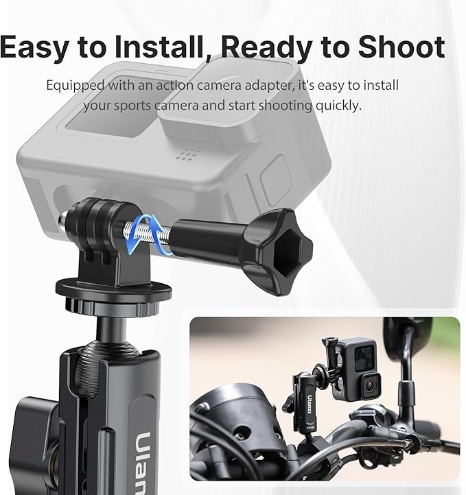ULANZI Goquick Bicycle Bracket for Action Camera 360°Motorcycle Camera Mount for Bike Holder Handlebar Mount w Adpter for Hero Action Cameras Φ8~35mm