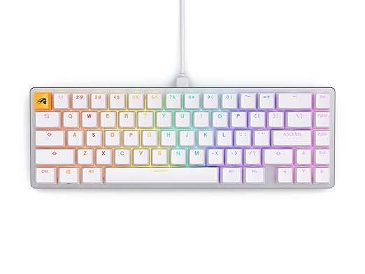 GLORIOUS Gaming GMMK 2-65 Percent Keyboard - White Custom Layout - Compact Low-Profile - Hotswap w/Cherry Mx Style Switches - Incl. Double Shot Keycaps & Linear Switches