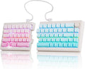 ZORNHER ST68 Wireless Ergonomic Split Mechanical Keyboard,65% Pink & Blue Custom Creamy TKL Keyboard with Knob,Lighted Up PBT Keycaps,Pre-lubed Linear Switches,Hot-Swappable,RGB Backlit