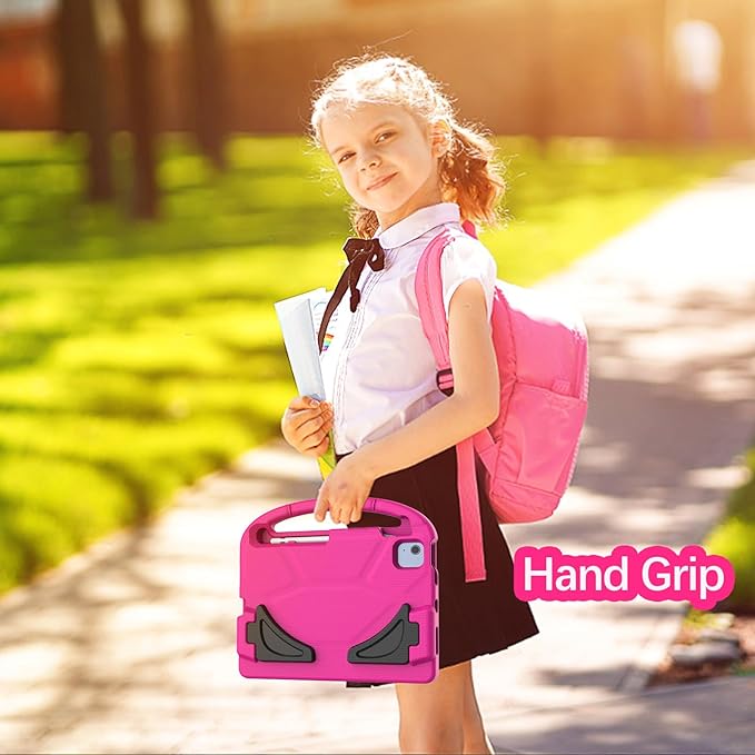 YIHE Kids Case for iPad A16 11th Generation (11" 2025) & 10th Gen (10.9" 2022) | Shockproof Tablet Cover with Built-in Screen Protector & Pencil Holder for iPad 10.9/11 Inch, Pink Purple