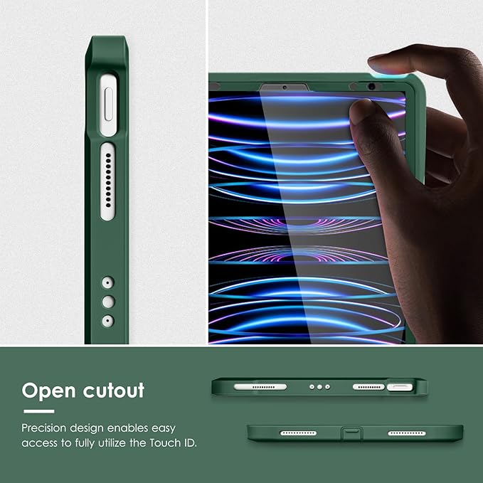 VIKESI iPad Pro 11 inch Case (2018-2022 Released), TPU Shockproof Frame, Matte Frosted Back, Midnight Green, Portable Electronic Device Cover