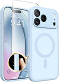 CAPRARO Magnetic for iPhone 17 Pro Case, Upgraded [Full Camera Protection] [Compatible with MagSafe] Protective Translucent Matte Women Girl Phone Case Cover, Light Blue