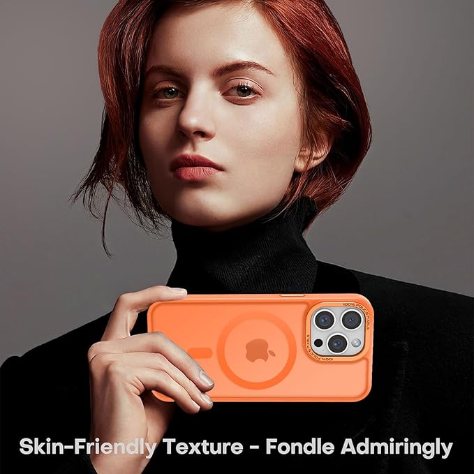 Newfuture Designed for iPhone 14 Pro Max Case with Magnetic [13 FT Military Drop Protection] [Compatible with Magsafe] Slim Translucent Matte Shockproof with Anti-Fingerprint Phone Case, Orange