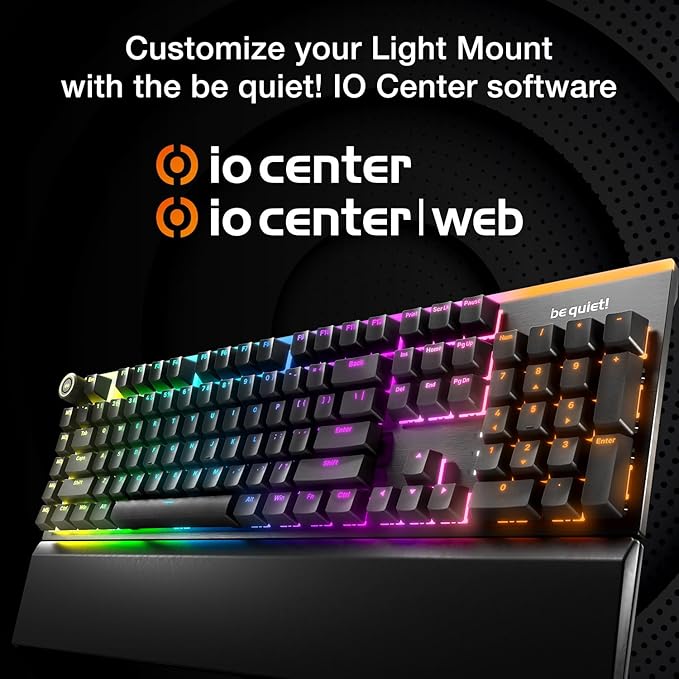 be quiet! Light Mount Mechanical Keyboard | Tactile | Hot-Swappable Lubricated Silent Switches | 3D Media Wheel | ARGB Keyboard | Quality PBT Double-Shot Keycaps | Programmable | BT004US