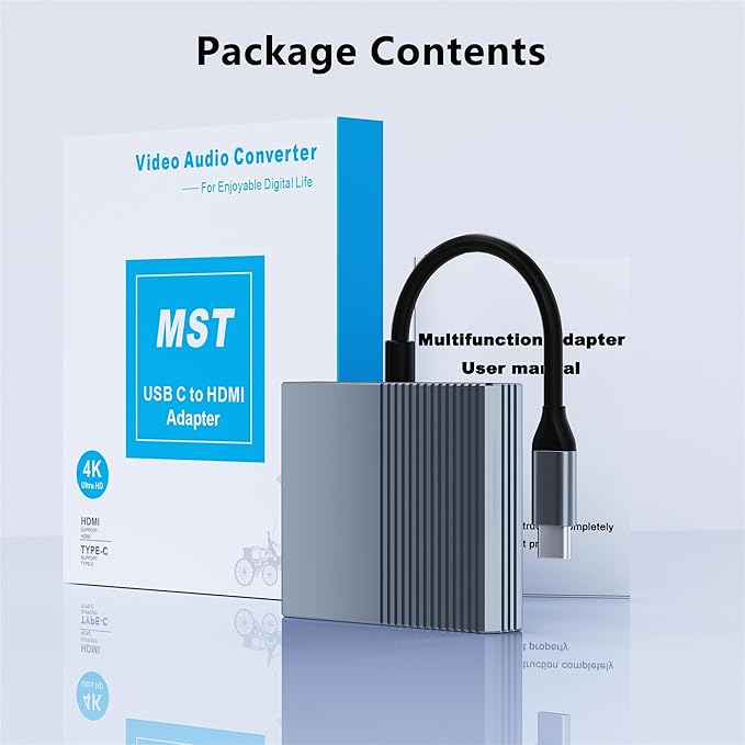 Dual HDMI Adapter for 2 Monitors, Double 4K@60Hz HDMI Splitter for dual monitors, Dual Monitor Adapter, hdmi Splitter Extended Display, USB C Laptop Docking Station Dual monitor for Dell/Mac/HP/Lenovo