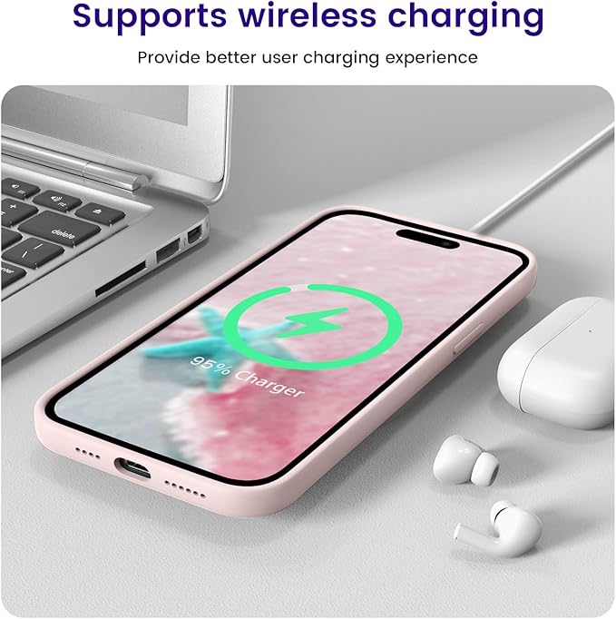 OTOFLY Designed for iPhone 14 Pro Max Phone Case, Silicone Shockproof Slim Thin Phone Case for iPhone 14 Pro Max 6.7 inch (Chalk Pink)