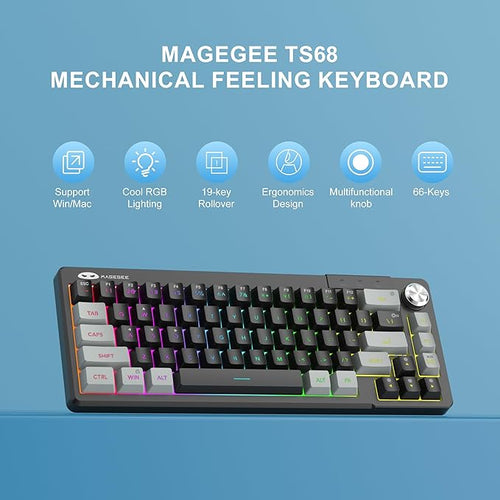 MageGee Mini 60% Gaming Keyboard, RGB Backlit 68 Key Ultra-Compact Keyboard, TS68 Ergonomic Waterproof Mechanical Feeling Office Computer Keyboards for PC, MAC, PS4, Xbox ONE Gamer