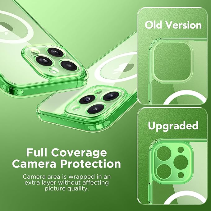 CAPRARO Magnetic for iPhone 14 Pro Max Case, [Compatible with MagSafe] [Full Camera Protection] Shockproof Protective Slim Translucent Matte Phone Case for iPhone 14 Pro Max 6.7'', Clear Green