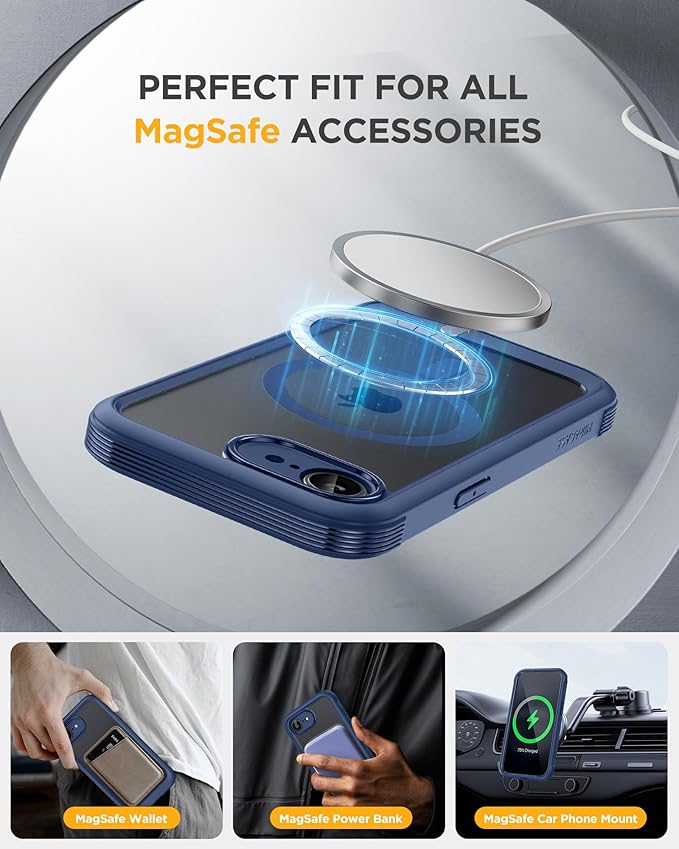 Miracase for iPhone 17e & 16e Case with Built-in Private Screen Protector, [Magnetic with MagSafe] Full-Body Phone Cover Military Drop Proof 17 E/ 16 E Bumper 6.1 inch, Blue