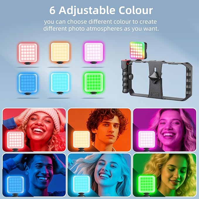 Zeadio All-in-One Smartphone Video Rig Kit, Variable Phone Cage Rig with RGB Video Light, Shotgun Microphone, Universal Video Stabilizer for iPhone/Android Filmmaking Vlogging YouTube TikTok etc