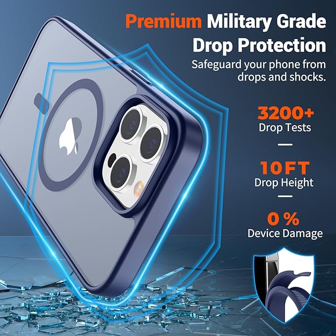SUPFINE Magnetic for iPhone 13 Pro Case (Compatible with MagSafe) (Military Grade Drop Protection) Slim Translucent Matte Shockproof with Anti-Fingerprint Phone Case,Lavender Gray