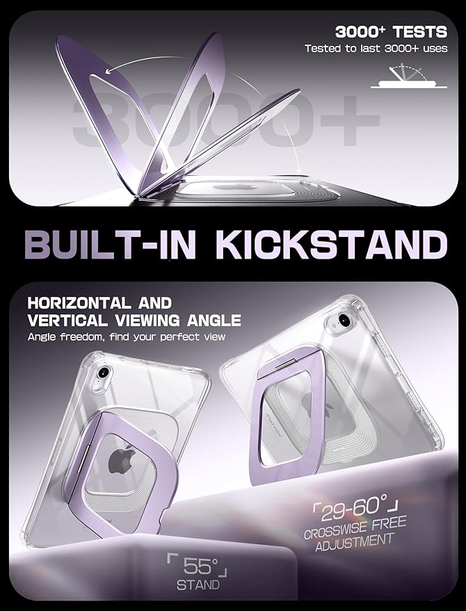 SUPCASE for iPad Mini 7 A17 Pro 2024 Case with Stand (Unicorn Beetle Prism), [Anti-Scratch] [Support Apple Pencil Charging] Slim Protective Clear Cover for iPad Mini 7th/6th Generation 8.3 Inch,Purple