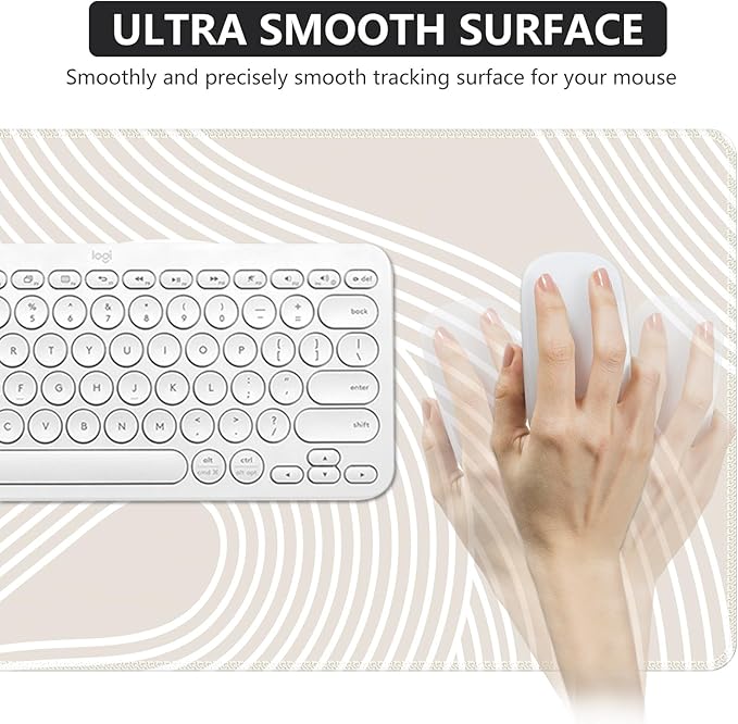 iCasso Big Desk Pad, XXL Extended Gaming Mouse Pad, Large Mouse Pad for Desk Rubber Base Mousepad with Stitched Edges, Keyboard Mouse Mat for Work, Game, Office, Home, Lines